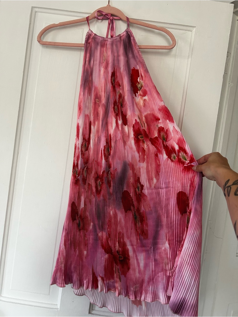 Halter Neck Pink Floral Dress